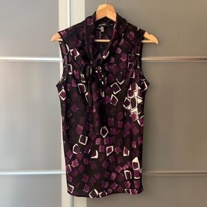 Nine West Women’s Tie Neck Sleeveless Blouse - Medium